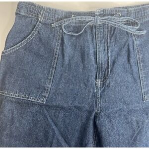 Coldwater Creek 12 High‎ Rise Dark Wash Drawstring Wide Leg Jeans Denim Pockets